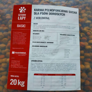Karma dla psa CZTERY ŁAPY 20 kg TASOMIX WOŁOWINA